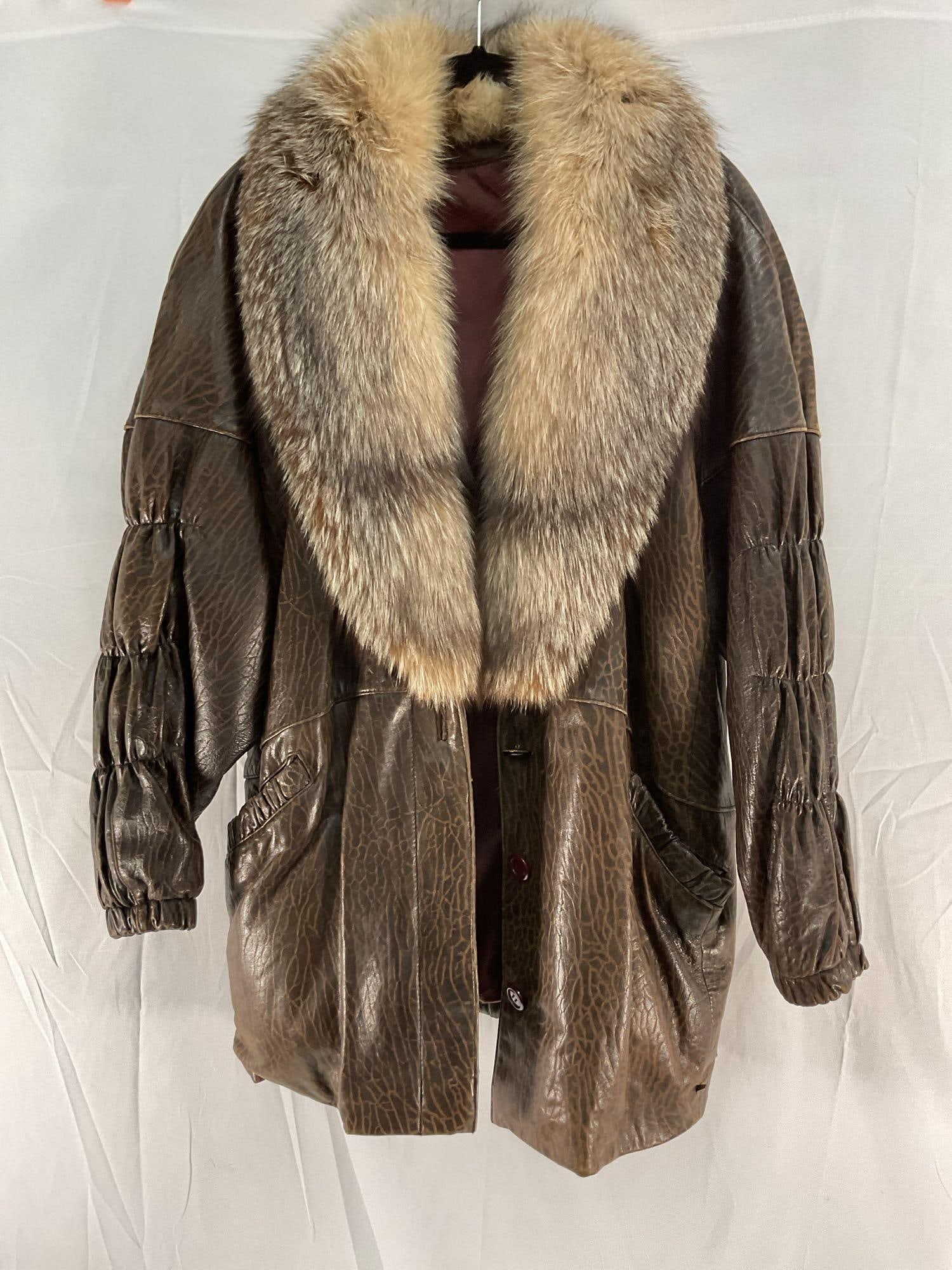 Vintage Leather Jacket With Fox Collar (1 of 6)