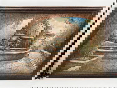 Village Fountain Scene by W.Adam