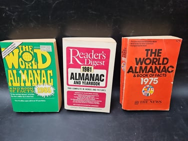Collection of Vintage Almanacs and Yearbooks (1975–1985)