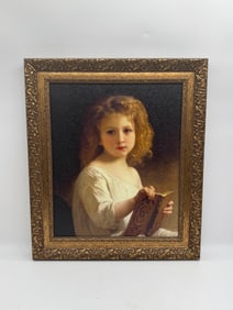 Girl Reading, Oil on Canvas, Framed