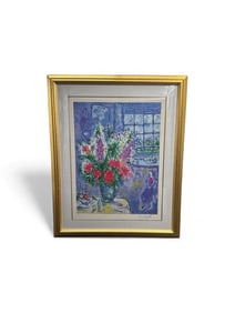 Marc Chagall 'Autoportrait Avec Bouquet de Fleurs' Serigraph