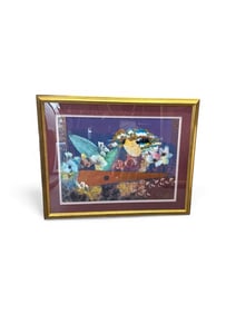 Lee White Floral Still Life with Guitar, Framed