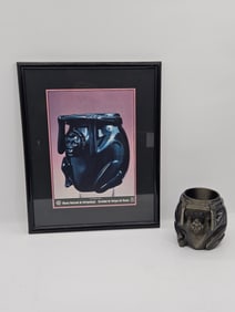 Pre-Columbian Style Figural Vessel with Framed Print