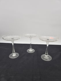 Set of Four Etched Crystal Champagne Coupes