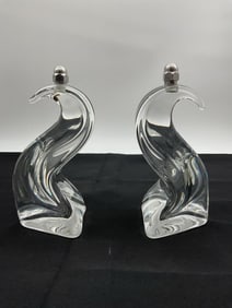 St. Louis Crystal Swan Figurines Pair