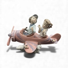 Lladro – Children in Airplane Figurine