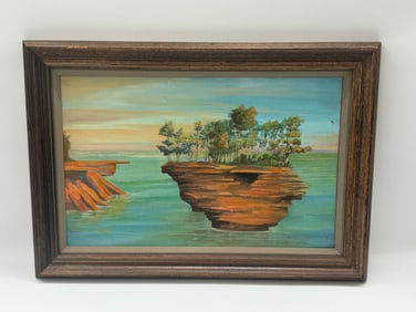 "Turnip Rock"  Lake Michigan Oil Painting