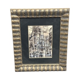 Framed Ink Drawing of Cathedral