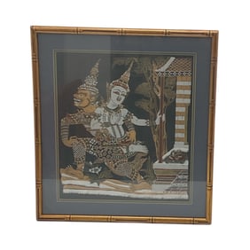 Thai Traditional Mythological Textile Art – Framed