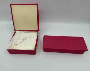 Pair of Vintage Quilted Pink Jewelry Boxes with Satin Lining