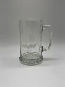 Etched Glass Clipper Ship Mug