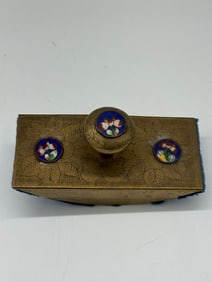 Antique Brass & Enamel Stamp Dampener