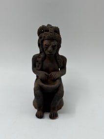 Seated Figure Holding Bowl, Possibly Tribal