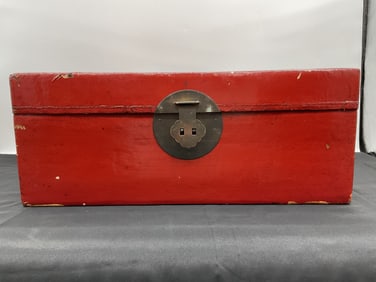 Vintage Chinese Red Lacquered Blanket Chest
