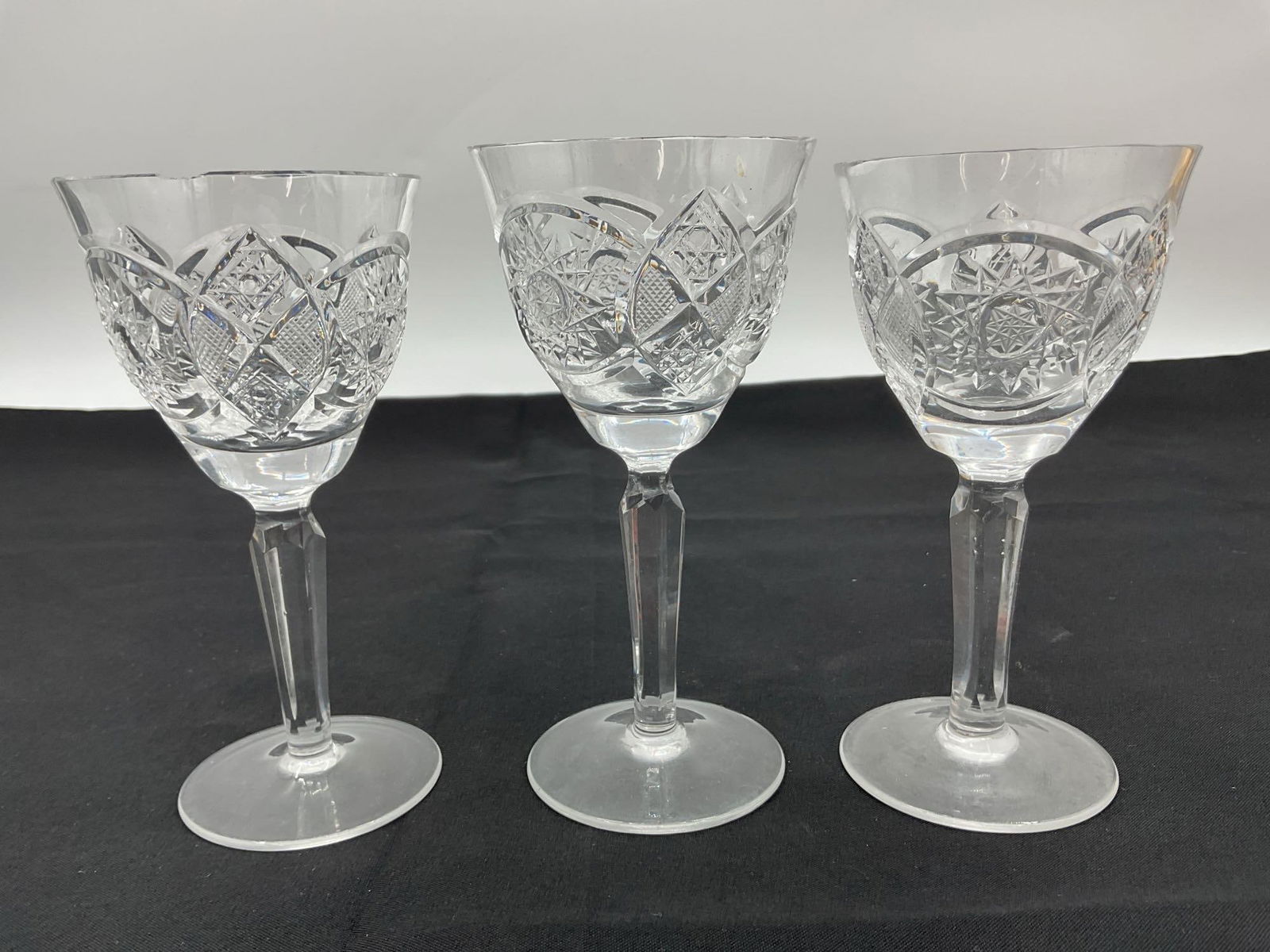 Set of Three Cut Crystal Wine or Liqueur Glasses (1 of 3)