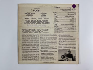 Vinyl Soundtrack from "Hair: The American Tribal Love-Rock Musical."