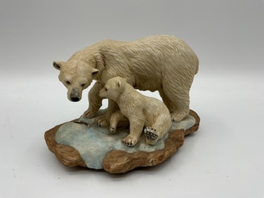 Polar Bear and Cub on Ice Figurine