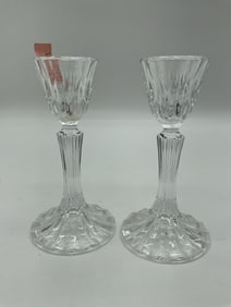 Pair of Vintage Fluted Crystal Candlestick Holders