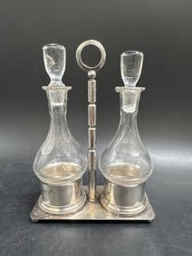 Silver-Plated and Glass Cruet Set
