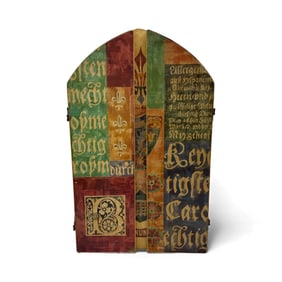 Painted Triptych Panel with Heraldic Crest