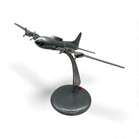 Vintage Aluminum Airplane Model on Stand