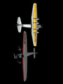 Two Vintage Airplane Models on Stands