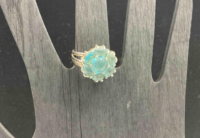 Sterling Silver 925 Ring with Blue Stones – Size 8, 6g