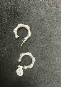 Sterling Silver 925 Bamboo-Style Hoop Earrings – 8.88g