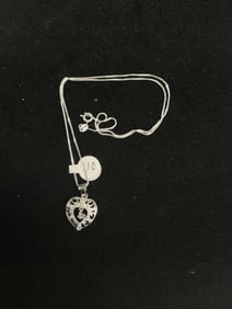 Sterling Silver 925 Heart Pendant & Earrings Set with CZs – 10.26g