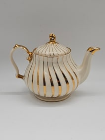 Vintage Ceramic Teapot with Gold Accents