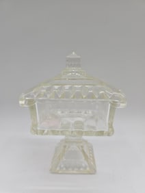 Vintage Clear Glass Candy Dish with Lid
