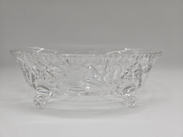 Cut Crystal Oval Bowl with Four Feet