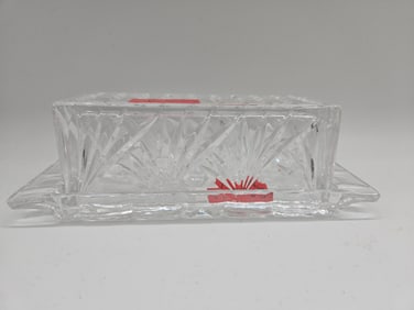 Cut Crystal Butter Dish with Lid