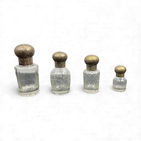 Set of Four Antique Cut Glass Perfume Bottles