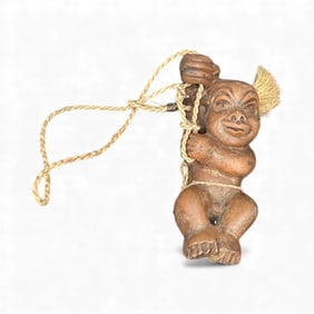 Vintage Coconut Monkey Hanging Figurine