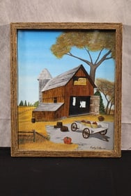 "The Barn Yard" by Kathy Jo Baxter (American) Oil on Board