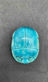 Blue Egyptian  Faience Vintage   carab Amulet