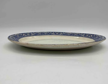 Vintage Medallian Dean's Burslem  Blue and White Floral Border Oval Serving Platter- England