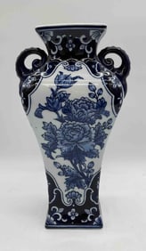 Blue and White Porcelain Vase with Floral Design