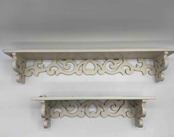 Pair of White Decorative Wall Shelves