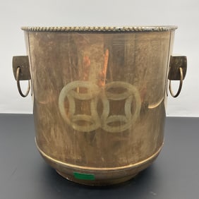 Vintage Brass Cache Pot with Handles