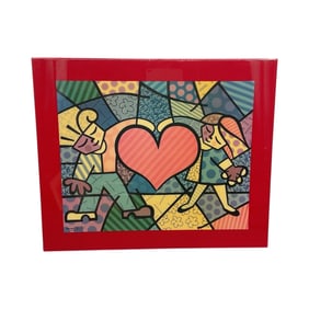 "Heart Kids"  by Romero Britto (Brazil, b.1963) Laminated wood w/cora