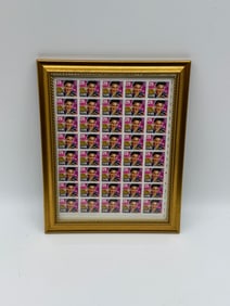 Framed Sheet of Elvis Presley U.S. Postage Stamps (29¢ Issue), Pop Art Postal Memorabilia, 13 x 10