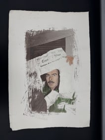Anonymous Mixed Media Collage with Newspaper Portrait, Signed and Dated 1971