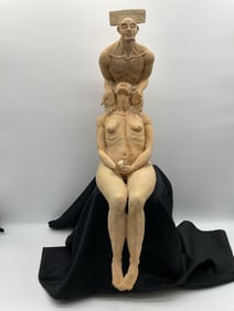 Surrealist Nude and Masked Male Sculpture By Carlos Marin
