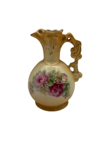 Antique Austrian Porcelain Pitcher with Floral Decoration