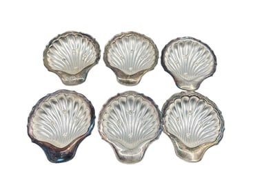 Set of Six Silver-Plated Shell Dishes