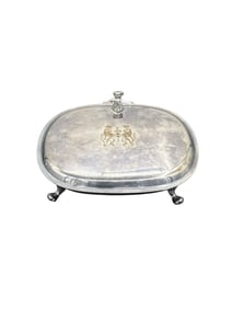 Silver Plated Butter Dish with Crest