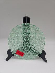 Vintage Green Glass Plate, 7" Diameter
