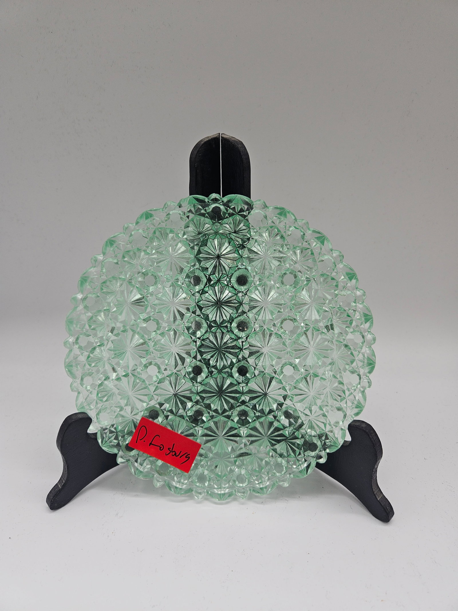 Vintage Green Glass Plate, 7" Diameter (1 of 3)